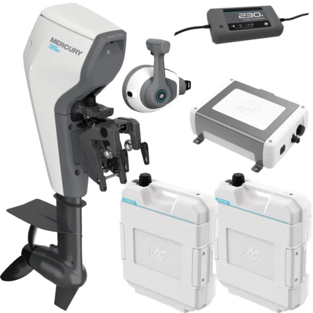 Mercury Avator 35e Electric Outboard – Remote Control with 2 Lithium Batteries, Power Center & Charger